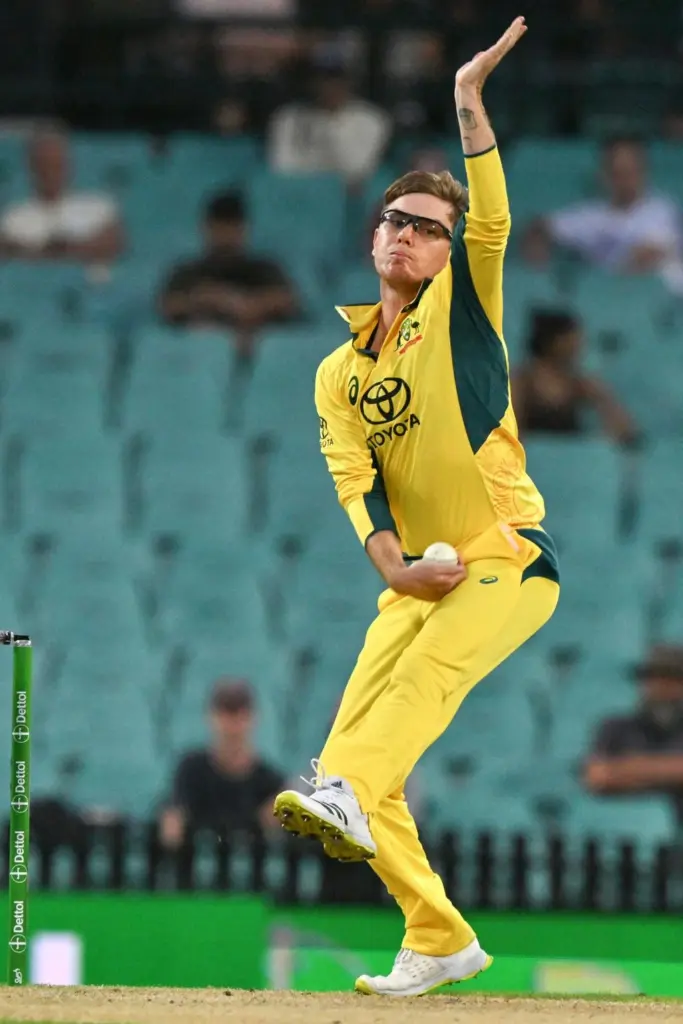 Adam Zampa using leg spin effectively during Australia’s bowling effort in Lahore.